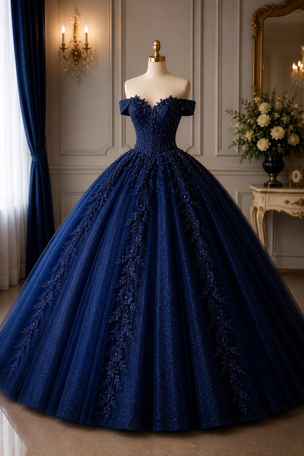 Vestido azul noche para quince años